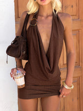 Lanelle Ring Detail Mini Dress Chocolate