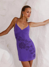 Harlequin Mini Dress Purple