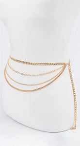 Multi Chain Layered Belt - Gold