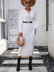 Massey Knit Midi Sweater Dress - White