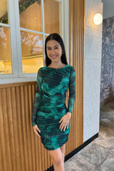 Mars Mini Dress - Green Print