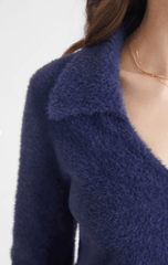 525 America Eyelash Johnny Collar Pullover in Indigo