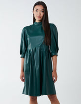 High Neck PU Dress