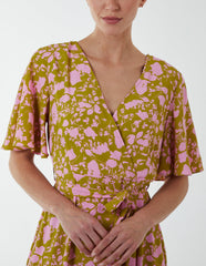 Ruffle Wrap Midi Dress
