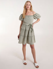 Milkmaid Puff Sleeve Mini Dress