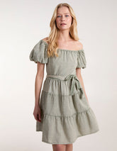 Milkmaid Puff Sleeve Mini Dress