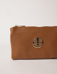 Detailed Zip Up Purse With Detachable Strap