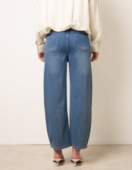 Drawstring Seam Detail Wide Leg Jeans