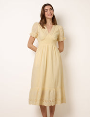 Embroidery Detail V-Neck Dress