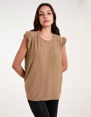 Frill Sleeve Metallic Top