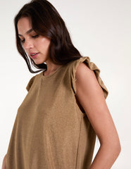 Frill Sleeve Metallic Top