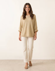 Frill Sleeve Metallic Top