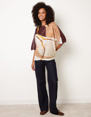 Striking Watercolour Fine Knit Abstract Top