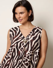 Animal Print V Neck Dress
