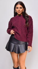 Giselle Ruffle Flare Faux Leather Mini Skort - Black