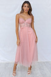 Ellen Tulle Midi Dress - Blush Pink