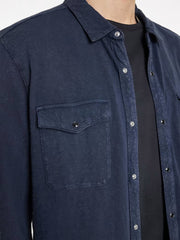 John Varvatos Arvon Western Shirt in Pacific Blue