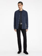 John Varvatos Arvon Western Shirt in Pacific Blue