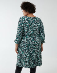 Curve V-Neck Ring Detail Midi Dress