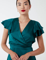 Double Angel Sleeve Wrap Dress