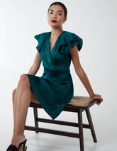 Double Angel Sleeve Wrap Dress