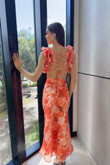 Jovia Maxi Dress - Orange Floral
