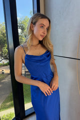 Kiki Satin Formal Dress - Cobalt/Navy