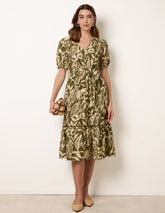 Coconut Button Belted Midi Dress