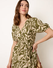 Coconut Button Belted Midi Dress