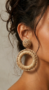 O Ring Bamboo Earrings - Khaki