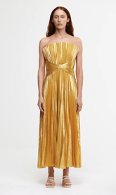 Acler Hatchford Midi Dress in Honey Gold Metallic