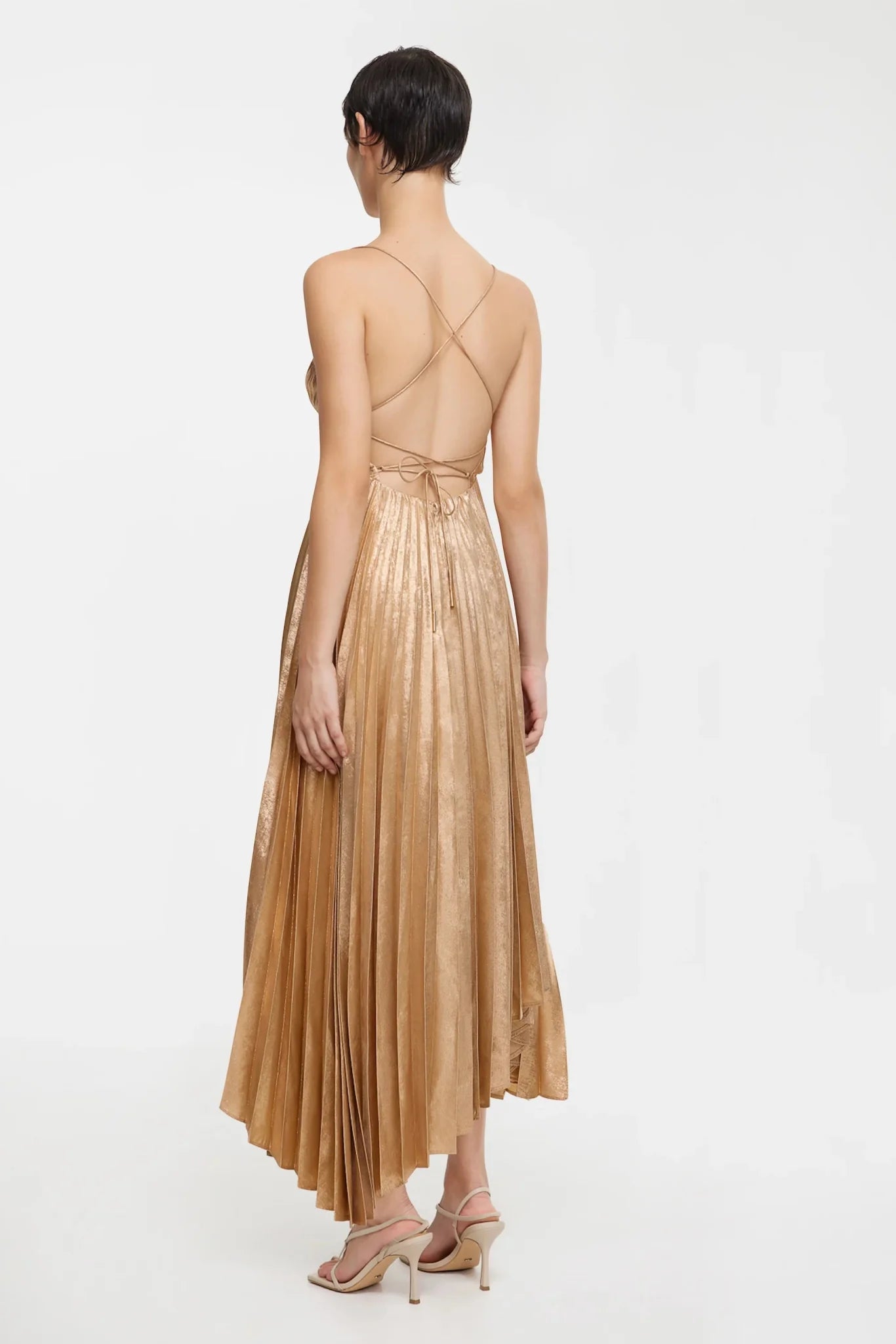 Acler Rothbury Midi Dress in Caramel Metallic