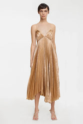Acler Rothbury Midi Dress in Caramel Metallic