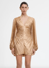 Acler Rothbury Mini Dress in Caramel Metallic