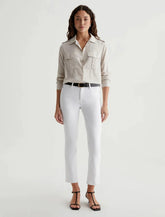 AG Mari Crop Slim Mid Rise Denim in Gallery White