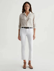 AG Mari Crop Slim Mid Rise Denim in Gallery White