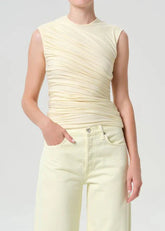Agolde Ester Twist Tank in Lemon Drop