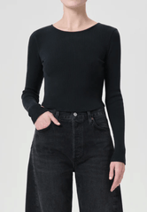 Agolde Nova Long Sleeve Tee in Beetle