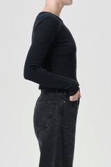 Agolde Nova Long Sleeve Tee in Beetle