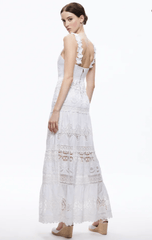 Alice & Olivia Alora Embroidered Maxi Dress in White