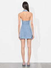 Alice + Olivia Axelle Denim Mini Dress in Peyton Vintage Blue
