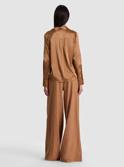 Alice + Olivia Brady Silk Blouse in Tan