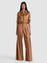 Alice + Olivia Brady Silk Blouse in Tan