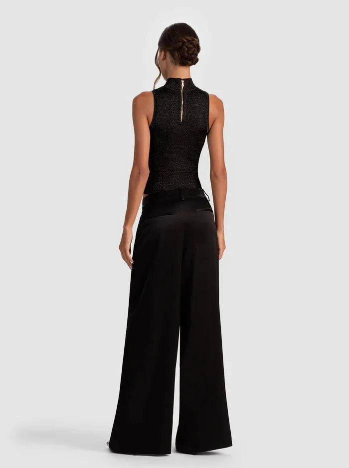 Alice + Olivia Darcey Metallic Tank in Black
