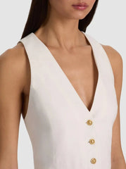 Alice + Olivia Donna Linen Vest in Off White