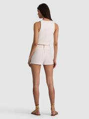 Alice + Olivia Donna Linen Vest in Off White