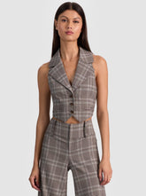 Alice + Olivia Donna Vest in Dark Chocolate Off White
