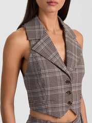 Alice + Olivia Donna Vest in Dark Chocolate Off White