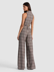 Alice + Olivia Donna Vest in Dark Chocolate Off White