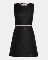 Alice + Olivia Ellis Embellished Bow Mini Dress in Black